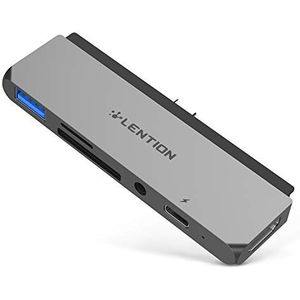 LENTION USB C Multi-Port Hub met 2k 4K HDMI, USB 3.0, SD/Micro SD-kaartlezers, stroomvoorziening en 3,5 mm aux-adapter Compatibel met MacBook Air, 2018 2019 Nieuwe iPad Pro 11/12.9 (Ruimte Grijs)