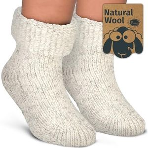 Piarini ABS-antislipsokken voor kinderen, 1 paar, wollen sokken, wintersokken, Noorse sokken met badstof aan de binnenkant, lichtgrijs, 31-34