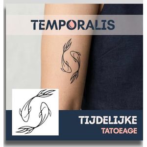 Koi tattoo – Temporalis® | Tijdelijke tatoeages voor vrouwen & mannen – Nep tattoo vegan & waterbestendig – EU-cosmetica – Blijft 1-2 weken [ Tatoeage Koi Yin Yang ]