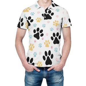 Hondenpoot print heren shirt met korte mouwen golfshirts normale pasvorm tennis T-shirt casual business tops