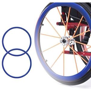 1 paar grijprandhoezen voor rolstoelen, 56/61 cm antislip rubberen hoezen voor de achterwielen van sportrolstoelen, slijtvast, verbetert grip en tractie (blauw, 55 cm)