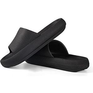Dames Zomer Slippers Universele sneldrogend verdikte antislip sandalen dikke zool huis slippers badkamer schoenen zomer strand sandaal slipper Sloffen (Color : Noir, Size : 42-43(270mm))