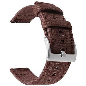 LQXHZ 18mm 20mm 22mm Gevlochten Canvas Band Compatibel Met Samsung Galaxy Watch 3/4 40mm 44mm Classic 46mm 42mm Quick Release Armband (Color : Brown silver, Size : 20mm)