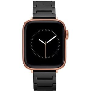 Anne Klein Keramische schakelarmband voor Apple Watch, veilig, verstelbaar, Apple Watch reservebandje, past op de meeste polsen, Zwart/Rose Goud-Tone, 42/44/45/Ultra(49mm), Modern