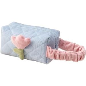 Vrouwen Tulp Bloemen Pouch Grote Capaciteit Reizen Cosmetische Tas Corduroy Rits Zakken Draagbare Opslag Make Up Organizer, Blauwe Pols Tas, Eén maat