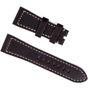 dayeer Ruwe vintage lederen horlogeband voor Panerai 26 mm handgemaakte horlogeband bruin zwarte band (Color : Brown, Size : Silver Buckle)