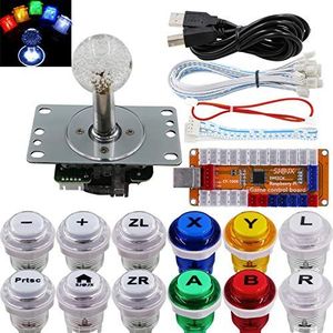 SJ@JX Arcade Game LED Controller Lamp USB Encoder Gamepad Cherry MX Microswitch Light Button 4-8way LED Joystick for Nintendo Switch PC PS3 Raspberry Pi MAME