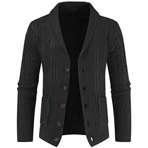 PRJN Heren vest knoop voorkant mode trui mannen gebreid vest klassieke knoop V-hals gebreide vesten plus size vesten met zakken heren wollen vest trui sweatshirt heren vest vest, A-zwart, M