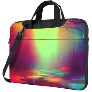 LJVJSOCY Droom Kleurrijke Print Laptop Tas Case Messenger Bag Met Business Aktetas Voor Mannen Vrouwen Om Te Werken Reizen, Zwart, 15.6 inch