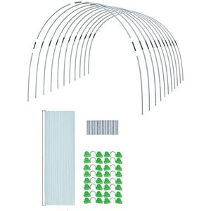 Oniissy Kas hoepels, Plant Support Garden Stakes Kit, DIY Plant Support Garden Stakes, Ondersteuning Hoepels, Frame kas hoepels, Wit en groen, Volledige Shield Tunnel Kas, Glasvezel