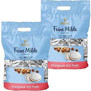 Tchibo Maxipack Koffiepads, voorraadverpakking, fijn mild, 200 stuks – 2 x 100 pads (koffie, mild met zachte roosteromen), duurzaam, geschikt voor Senseo machines