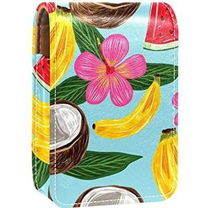 Make-up Lipstick Case voor Buiten Geschilderde Vlag Wit Draagbare Lippenstift Organizer met Spiegel Dames Mini Make-up Tas Neemt Tot 3 Lippenstift, Veelkleurig-10, 9.5x2x7 cm/3.7x0.8x2.7 in