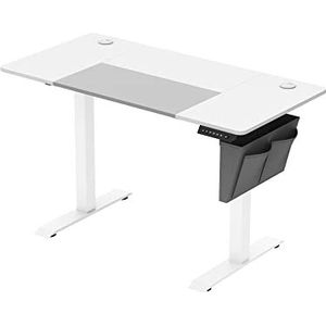 SONGMICS Elektrisch zittend en staand bureau, 70 x 160 x (72-120), in hoogte verstelbare tafel, geheugen 4 hoogtes, tas, stalen frame, dik bovenwerk, zuiver wit en grijs tortelduif LSD026W02