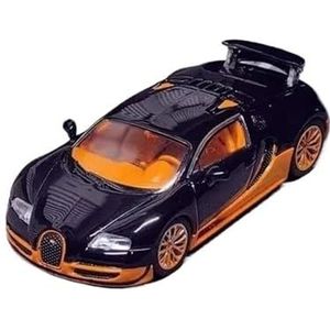 1/64 Voor Bugatti Veyron Super Sport Zwart Oranje Diecast Model Auto (Color : A, Size : With box)