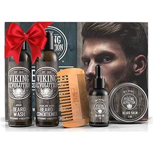 Viking Revolution - Baardset voor heren – zacht & hydrateert – met shampoo & na shampoo, baardkam, balsem en baardolie voor heren – cadeau voor heren – klassiek