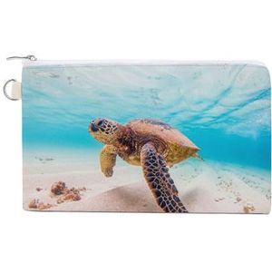 Hawaiiaanse Groene Zee Schildpad Kleine Portemonnee Leuke Geld Zakken Reizen Portemonnee Canvas Pouch Mini Verandering Tas