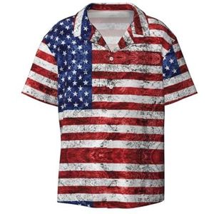 YJxoZH Amerikaanse Vlag Onafhankelijkheid Vierde Juli Print Heren Jurk Shirts Casual Button Down Korte Mouw Zomer Strand Shirt Vakantie Shirts, Zwart, XXL