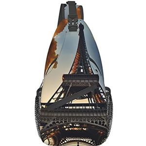 Mooie Eiffeltoren Parijs Print Schoudertas, Crossbody Sling Rugzak, Sling Bag Borsttas, Dagrugzak voor Vrouwen Mannen Reizen Wandelen, Mooie Eiffeltoren Parijs, Eén maat