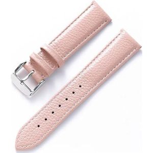 Jeniko Echt Lederen Band Dames Zacht Leer Lychee Graan Koeienhuid Horlogeband Heren Waterdicht 14 16 18 Mm Horlogeketting Accessoires (Color : Pink, Size : 21mm)
