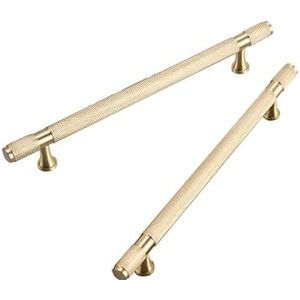 Meubelhandvat Gouden Kastgrepen Vintage, 2 STUKS Kastgrepen Massief Messing | Geborsteld koper, totale lengte: 50-380 mm T-vorm trekt kledingkastdeurgrepen met schroeven - 380 mm/15 inch (Color : Gol