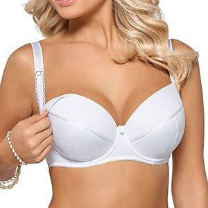 Gorsenia MK01 Ana Borstvoedingsbeha voor dames, zwangerschapsmode, patroonloos, beugel verstelbaar, EU, wit, 90D