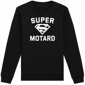Super biker-sweatshirt, uniseks, bedrukt in Frankrijk, 100% biologisch katoen, cadeau voor verjaardag, motorfiets, origineel grappig, Zwart, M