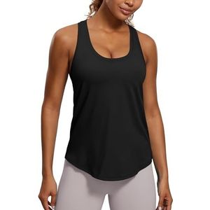 CRZ YOGA Vrouwen Sport Tanktop Racerback Fitness Gym Top Katoenen Tops Los Ademend Mouwloos Tops zwart S