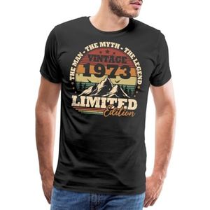 Spreadshirt 1973 Vintage Retro Verjaardagscadeau Mannen Premium T-shirt, XXL, zwart