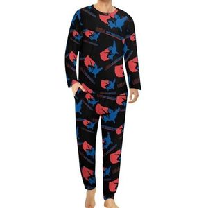 USA Wrestling pyjama voor heren, loungewear, lange mouwen, top en onderkant, 2-delige nachtkleding