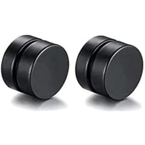 1 paar magnetische oorknopjes mannen en vrouwen zwart CZ magneet niet-doordringende Clip Earring Set rond zwart staal