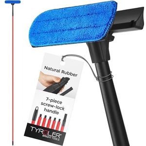 Tyroler Bright Tools 2-in-1 High Window Cleaner Squeegee | 12""-80"" Anti-Rust Handle|100% Rubber Scratch Free for Superior Durability and Protection (Donkerzwart)