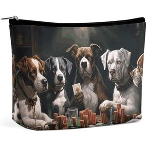 ADASGHBY Draagbare Kleine Kosmetische Zak van de de Make-upzak van de Zak Leuke Reis Gele en Blauwe Strepen, Poker Dogs spelen, Eén maat