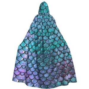 Bxzpzplj Zeemeermin groenblauw vis print unisex capuchon mantel voor mannen en vrouwen, carnaval thema feest decor capuchon mantel
