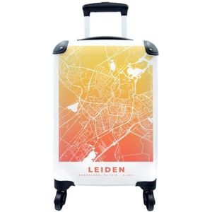 MuchoWow® Koffer - Stadskaart - Leiden - Nederland - Oranje - Past binnen 55x40x20 cm en 55x35x25 cm - Handbagage - Trolley - Fotokoffer - Cabin Size - Print