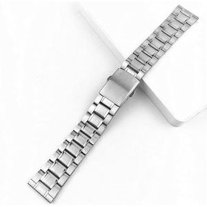 Horlogebanden Roestvrij stalen horlogeband Vouwsluiting Polsband Zilverkleurige metalen horlogeband for heren Dames Horlogebanden Vervanging Mens (Color : Silver, Size : 16mm)