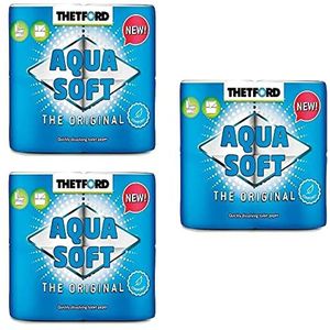 Pescaplanet Eco Aqua Soft Thetford Toiletpapier, 3 verpakkingen, in water oplosbaar, voor campers, boten, camping, 200 scheurtjes