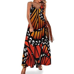 Monarch vlindervleugels dames sling maxi-jurk V-hals casual mouwloze verstelbare riem sexy lange jurk