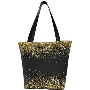 Schoudertas, Canvas Tote Grote Tas Vrouwen Casual Handtas Herbruikbare Boodschappentassen, Goud Glitter Patroon, zoals afgebeeld, Eén maat