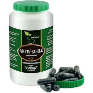 VITA IDEAL Vegan® ACTIEF - KOLEN 120 capsules - carbon, carbo medicinalis - actieve kool - houtskool - dagelijkse portie 640 mg plantaardige houtskool zuiver poeder. Natuurlijk, plantaardig en zonder
