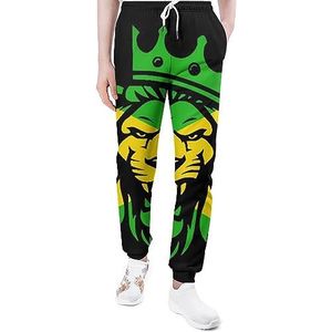 Jamaica Rasta Lion Joggingbroek voor Mannen Yoga Atletische Jogger Joggingbroek Trendy Lounge Jersey Broek XL