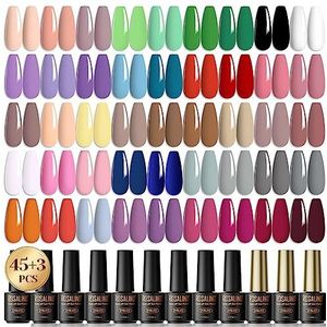 ROSALIND UV Nagellak Set, 48 stuks Gel Nagellak Neon Macaroon Pastel Grey Nude Pink Colour Nagellak Gel voor Nagelstudio Design Starter DIY Manicure Geschenkset