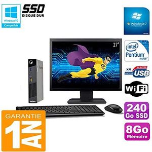 Lenovo Ultra Mini PC M73 USFF Tiny G3250T 8 GB harde schijf 240 GB SSD WiFi W7 Display 27 inch (gereviseerd)