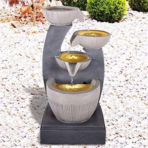 Tuinfontein, sierfontein, kamerfontein, fontein, FENG-shui met ledlicht, 230 V, waterval, waterspel voor tuin, tuinvijver, terras, balkon, zeer decoratief