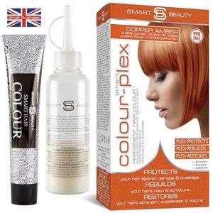 Smart Beauty Gember haarverf, permanent met Plex Anti-Breuk Technologie, Koperrood, PPD-vrij, Veganistisch, dierproefvrij