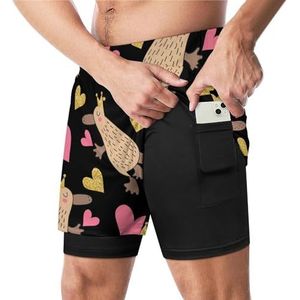 Leuke Platypus Queen Grappige Zwembroek met Compressie Liner & Pocket Voor Mannen Board Zwemmen Sport Shorts
