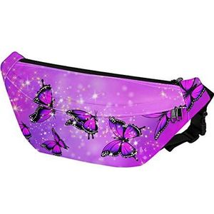 NETILGEN Taille Pack Fanny Packs Tassen voor Mannen Vrouwen Multi Zakken voor Outdoor Sport Running Reizen Wandelen Camping Fietsen Grote Capaciteit, Paarse vlinders, Eén maat,