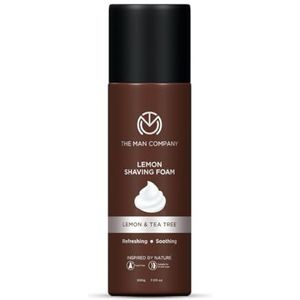 The Man Company Shaving Foam for Men with Aloe Vera, Lemon and Tea Tree, Anti Inflammatory, Anti Bacterial, Moisturizes Skin, Prevents Cuts & Burns, All Skin Types, Rich Lather, 200Gm