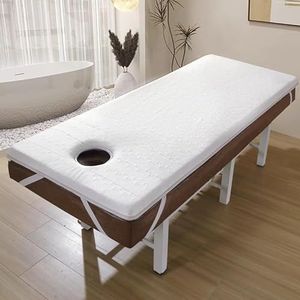 PA-DABAOO Memory Foam Massage Bed Pad Met Gat, Schoonheidssalon Bed Matras Topper Dikker 5Cm, Wasbare Antislip Foam Topper, Vierkante Hoofd Massagetafel Matrasbeschermer,80 * 190cm