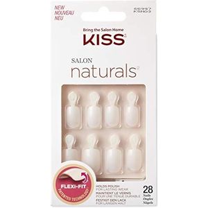 Kiss Salon Naturals Double Take Set kunstnagels, 28 nagels + lijm, wit, 32 g