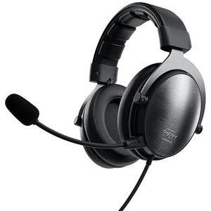 CHERRY XTRFY H1, Professionele Gamingheadset, Geoptimaliseerd Voor Esports, Grote Oorkussens Met Traagschuim, 2 Verwisselbare Microfoons, Met Geluidskaart, Zwart